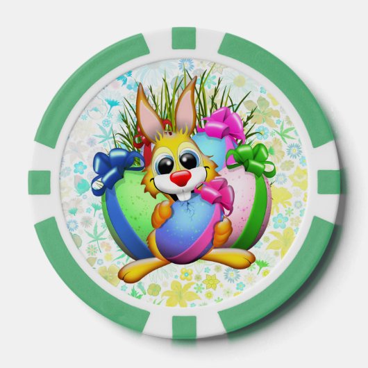 Funny Bunny biting an Easter Egg Poker Chips (Voorkant)