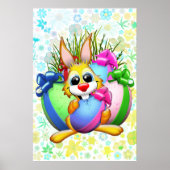 Funny Bunny biting an Easter Egg Poster (Voorkant)