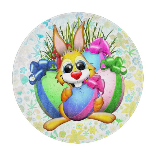 Funny Bunny biting an Easter Egg Snijplank (Voorkant)