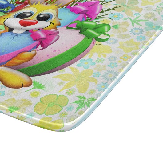 Funny Bunny biting an Easter Egg Snijplank (Hoek)