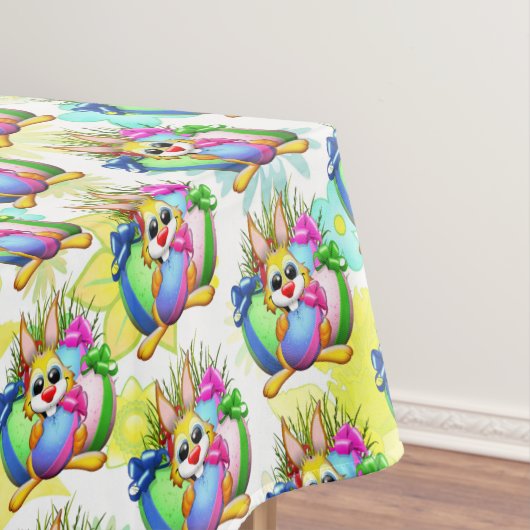 Funny Bunny biting an Easter Egg Tafelkleed (Voorbeeld)