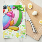 Funny Bunny biting an Easter Egg Theedoek (Quarter Fold)