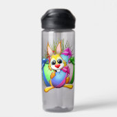 Funny Bunny biting an Easter Egg Waterfles (Achterkant)