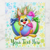 Funny Bunny biting an Easter Egg Wijn Etiket (Enkel label)