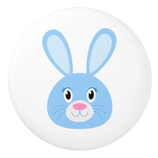 Funny Bunny Blue Keramische Knop (Voorkant)