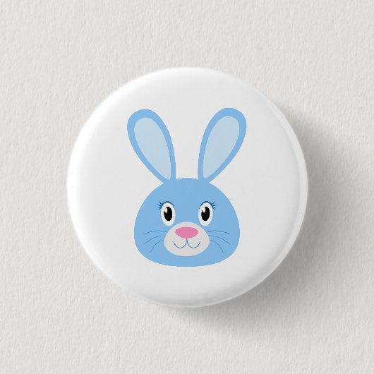 Funny Bunny Blue Ronde Button 3,2 Cm (Voorkant)