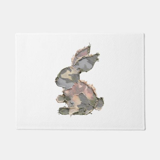 Funny Bunny Crochet Patchwork Camo Rabbit Happy Ea Deurmat (Voorkant)