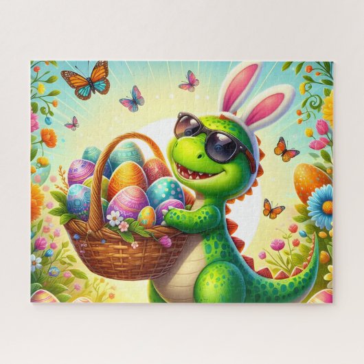 Funny Bunny Dino Easter Legpuzzel (Horizontaal)