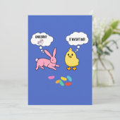 Funny Bunny en Chick Shirt voor Pasen Kaart (Staand voorkant)