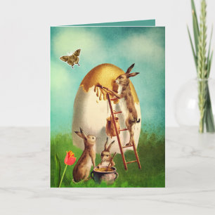  funny Bunny en paaseieren  Feestdagen Kaart