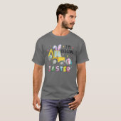 Funny Bunny Excavator Easter Egg Kid Boys Easter T-shirt (Voorkant volledig)