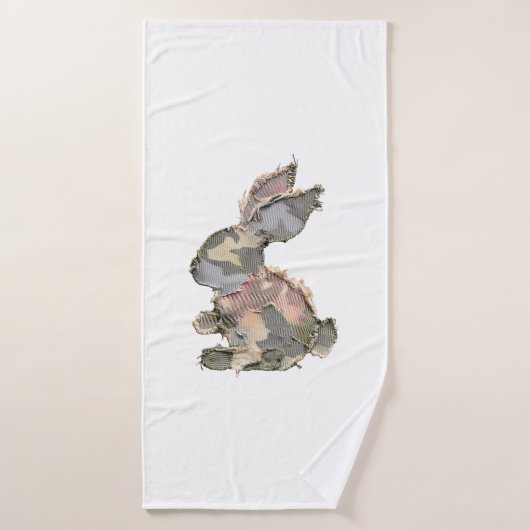 Funny Bunny Haakwerk Patchwork Camo Konijn Happy P Badhanddoek (Badhanddoek)