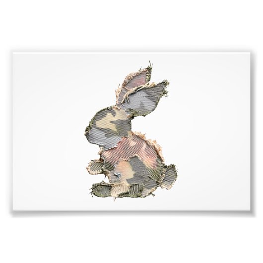 Funny Bunny Haakwerk Patchwork Camo Konijn Happy P Foto Afdruk (Voorkant)