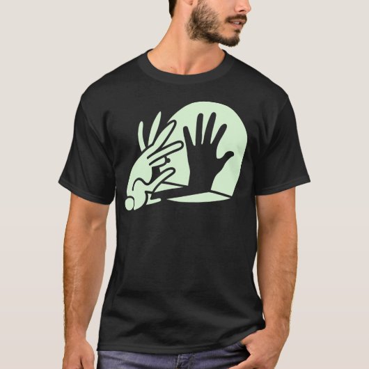 Funny Bunny Hand Shadow Puppet Rabbit Humor T-shirt (Voorkant)