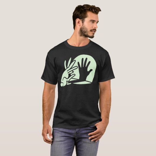 Funny Bunny Hand Shadow Puppet Rabbit Humor T-shirt (Voorkant volledig)