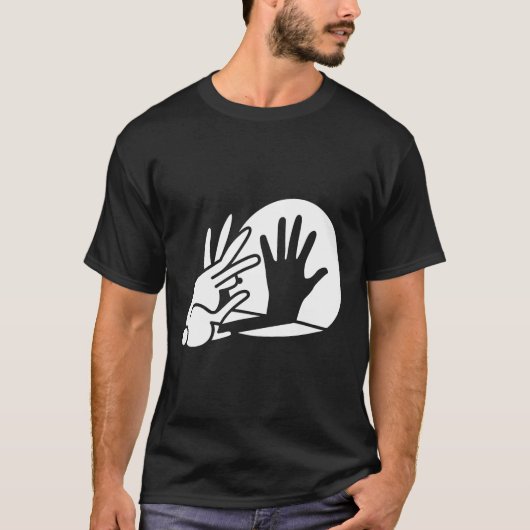 Funny Bunny Hand Shadow Puppet Rabbit Humor T-shirt (Voorkant)