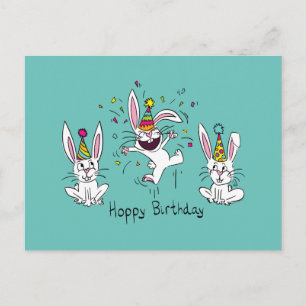 Funny Bunny Happy Birthday Cute Kinderen Rabbit Briefkaart