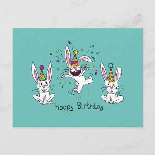 Funny Bunny Happy Birthday Cute Kinderen Rabbit Briefkaart (Voorkant)