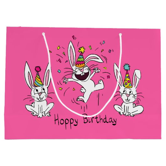 Funny Bunny Happy Birthday Cute Kinderen Rabbit Groot Cadeauzakje (Achterkant)