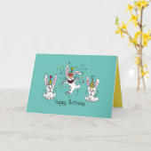 Funny Bunny Happy Birthday Cute Kinderen Rabbit Kaart (Gele Bloem)