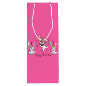 Funny Bunny Happy Birthday Cute Kinderen Rabbit Wijn Cadeautas (Achterkant)