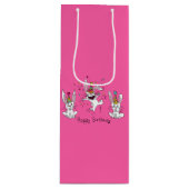 Funny Bunny Happy Birthday Cute Kinderen Rabbit Wijn Cadeautas (Voorkant)