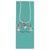 Funny Bunny Happy Birthday Cute Kinderen Rabbit Wijn Cadeautas (Voorkant)