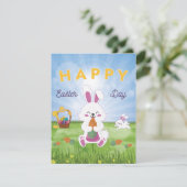 Funny Bunny Happy Easter Day Holiday Kaart (Staand voorkant)