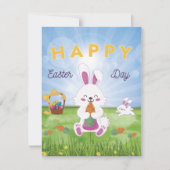 Funny Bunny Happy Easter Day Holiday Kaart (Voorkant)