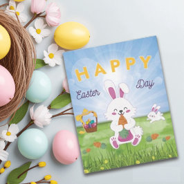 Funny Bunny Happy Easter Day Holiday Kaart
