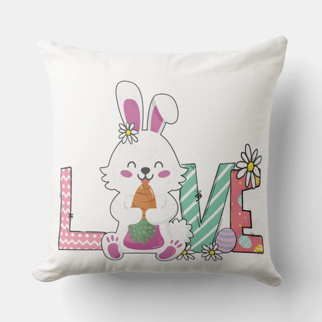 Funny Bunny Happy Easter Day Kussen (Voorkant)