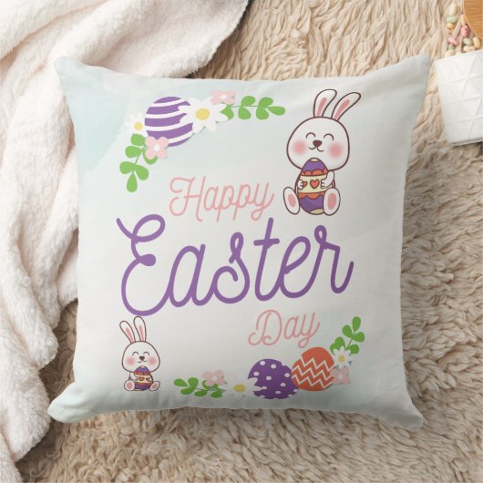 Funny Bunny Happy Easter Day Sierkussen (Deken)
