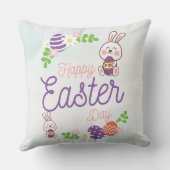 Funny Bunny Happy Easter Day Sierkussen (Achterkant)