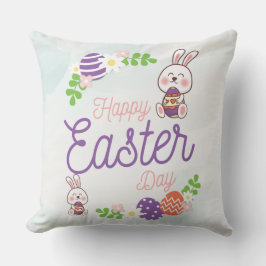 Funny Bunny Happy Easter Day Sierkussen
