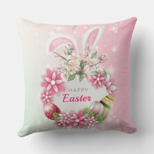 Funny Bunny Happy Easter Day Sierkussen (Achterkant)