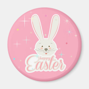FUNNY BUNNY Happy Easter Eggs Hunt Party Magneet