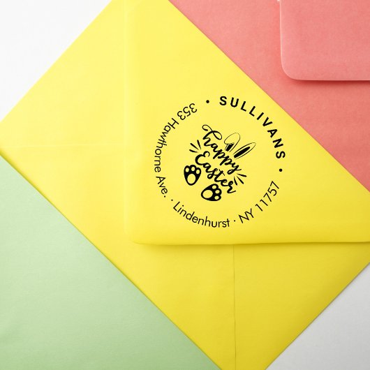 Funny Bunny Happy Easter Return-adres Rubberstempel