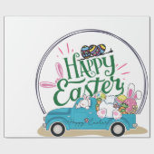 Funny Bunny Happy Paasdag Cadeaupapier (Vlak)