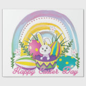 Funny Bunny Happy Paasdag Cadeaupapier (Vlak)