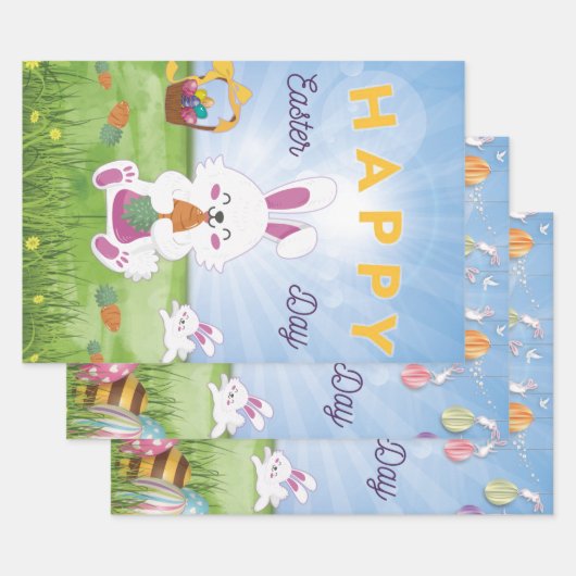Funny Bunny Happy Paasdag Inpakpapier Vel (Set)