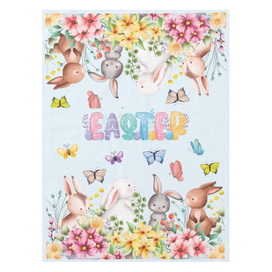 Funny Bunny Happy Paasdag Tafelkleed (Voorkant)