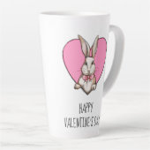 Funny Bunny & Heart Custom Valentijnsdag Latte Mok (Rechterhoek)
