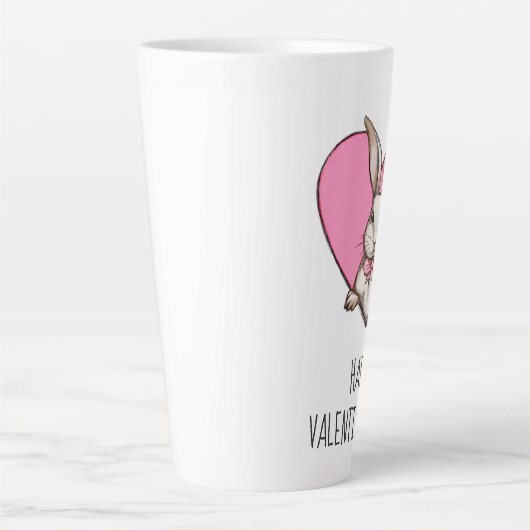 Funny Bunny & Heart Custom Valentijnsdag Latte Mok (Voorkant)