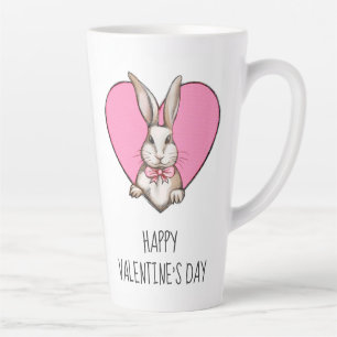 Funny  Bunny & Heart Custom Valentijnsdag Latte Mok