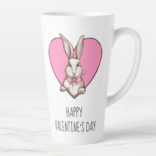 Funny Bunny & Heart Custom Valentijnsdag Latte Mok (Rechts)