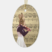 Funny bunny konbit violist keramisch ornament (Links)