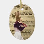 Funny bunny konbit violist keramisch ornament (Achterkant)
