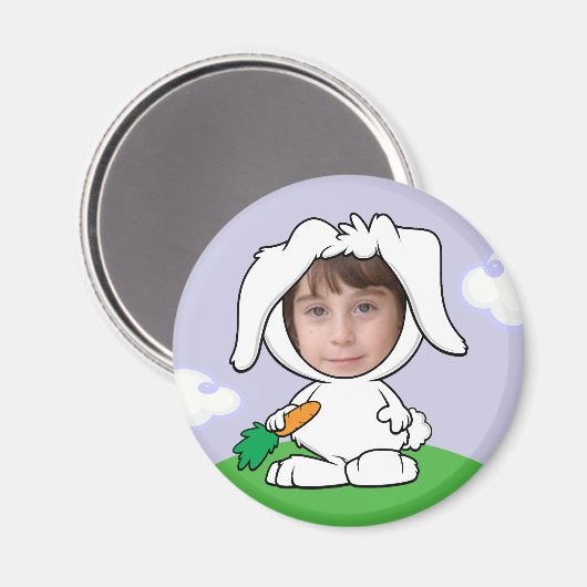 Funny Bunny Konijn Foto Gezicht Sjabloon Magneet (Voorkant / Achterkant)