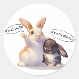 Funny Bunny –[Look! Look!][It's a bit blurry...] Ronde Sticker