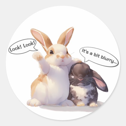 Funny Bunny –[Look! Look!][It's a bit blurry...] Ronde Sticker (Voorkant)